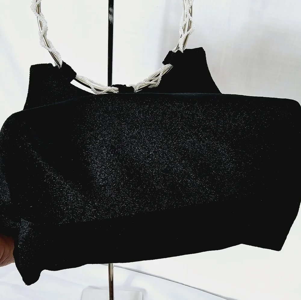 Vintage Victoria's Secret Black Velvet Pearl Ring Night Handbag